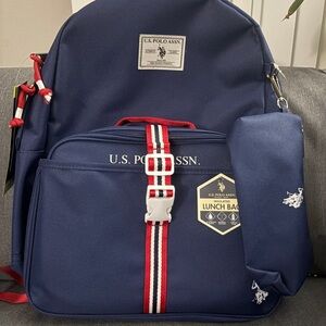 U.S. Polo Assn. Navy Backpack with Red and White Stripes